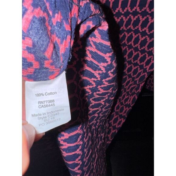 J.Crew Women's Tunic Swim Coverup XXS Navy Blue Pink Geometric Print 3/4 Sleeve - Picture 6 of 6